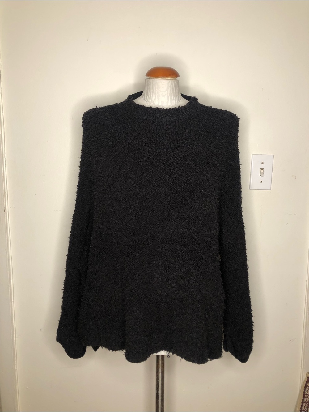Free People Cozy Oversized Black Women's Crewneck Knit Sweater